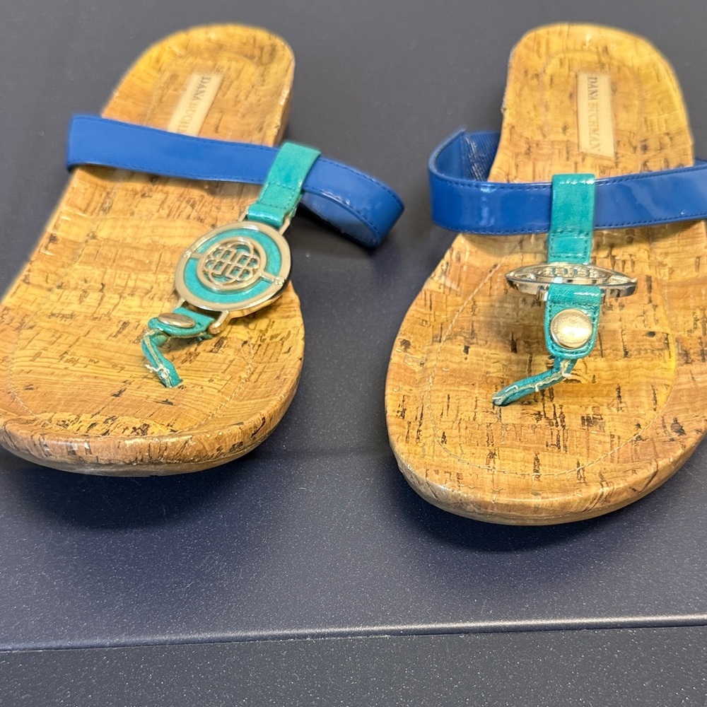 Dana Buchman Teal and Natural Cork Sandals